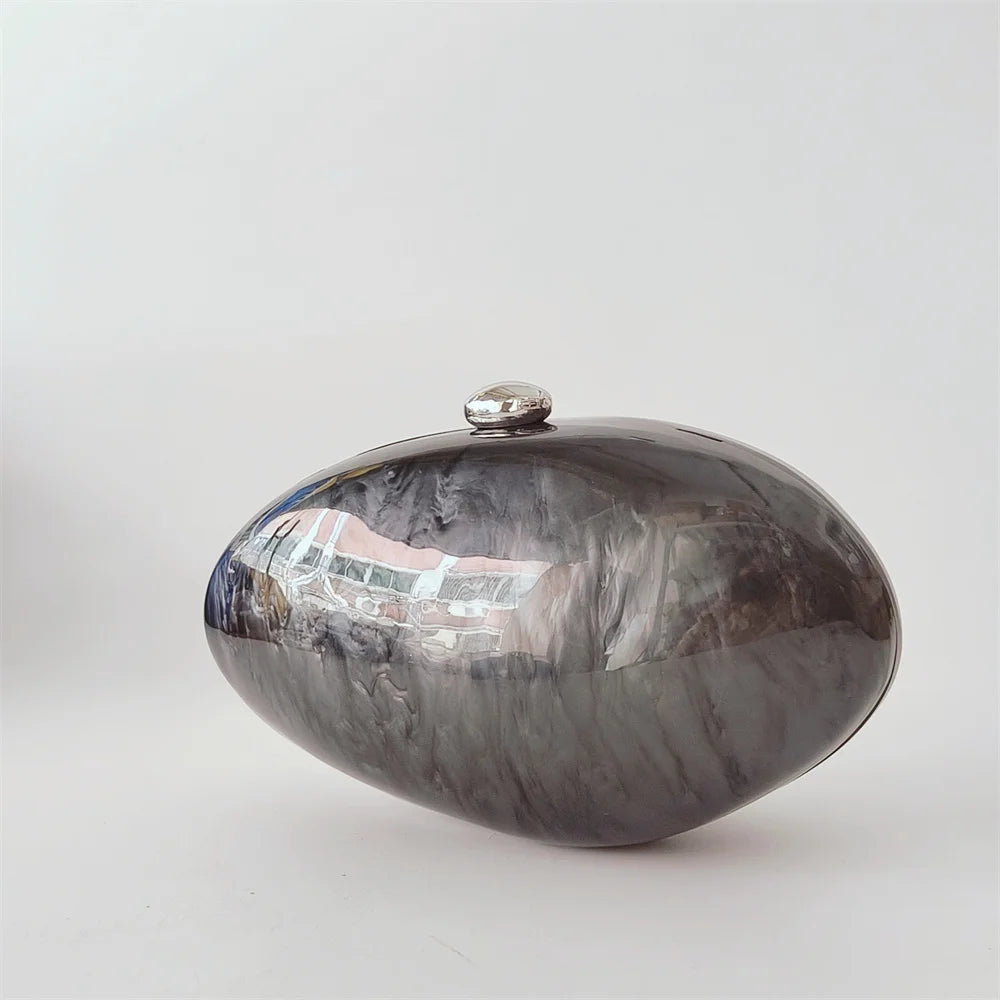 Pérola de mármore preto feminino glamouroso elegante novidade concha embreagem acrílico longa corrente cobra saco noite festa mini saco feminino