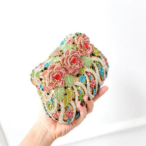 Moda menina multi cor rosa diamante bolsa de embreagem feminina sacos de cristal noite festa casamento bolsa nupcial metal minaudiere