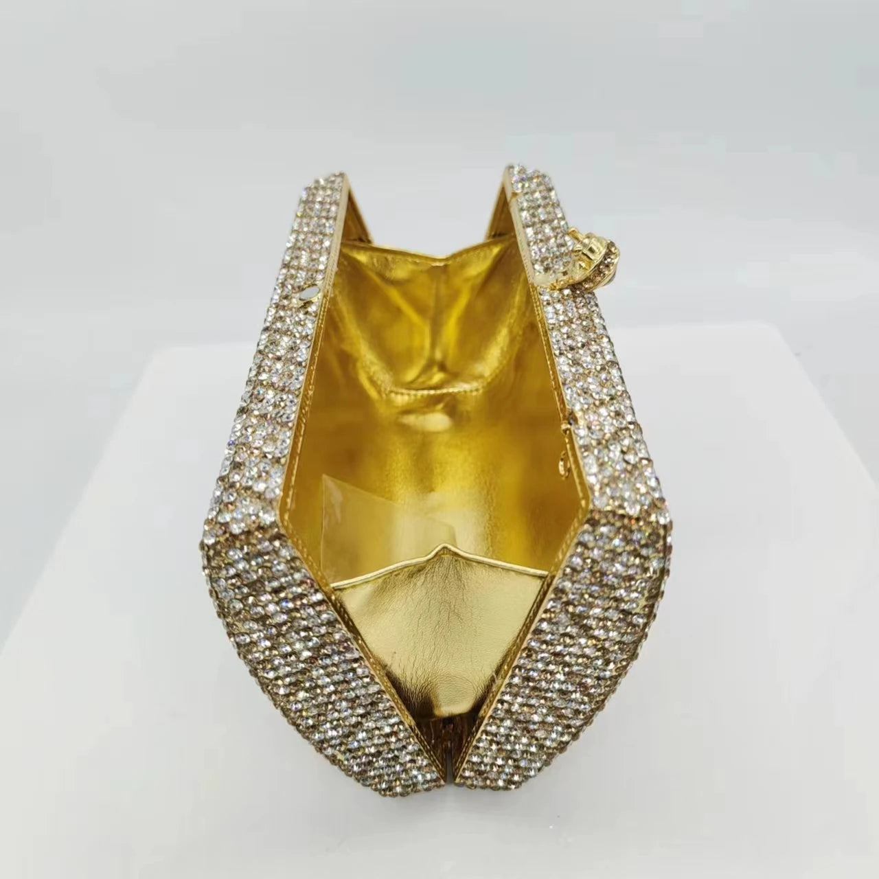 Bolsa de noite de cristal artesanal Bolsas de noite de embreagem de cristal dourado