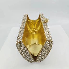 Bolsa de noite de cristal artesanal Bolsas de noite de embreagem de cristal dourado