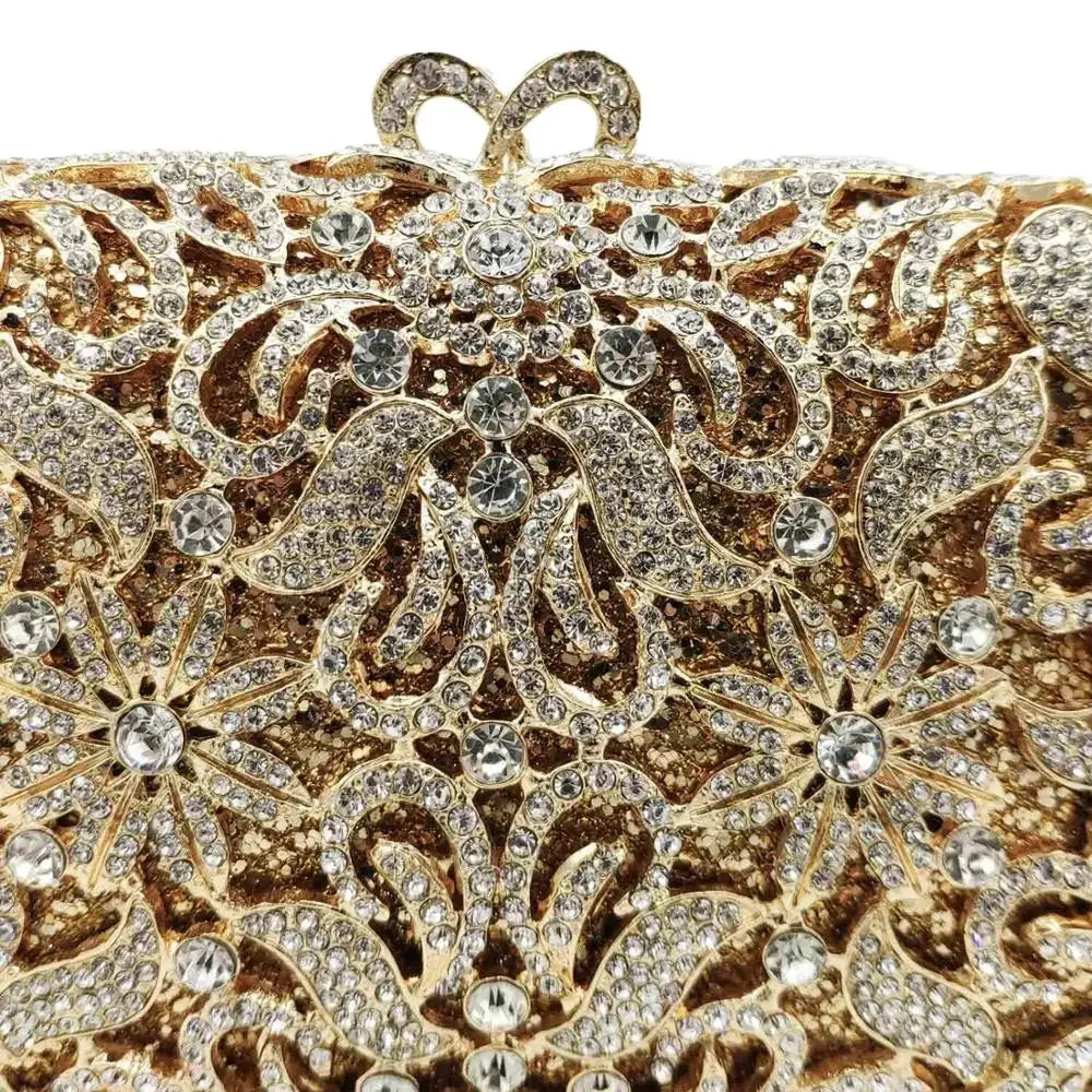 Boutique De FGG Bolsas e embreagens de noite com flores artesanais, bolsas e bolsas de mão com strass dourados, bolsa de embreagem de noiva para casamento