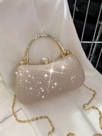Mini bolsa de noite brilhante, bolsa com corrente de strass, bolsa de banquete com glitter de luxo, perfeita para festa, casamento, baile, jantar/banquete