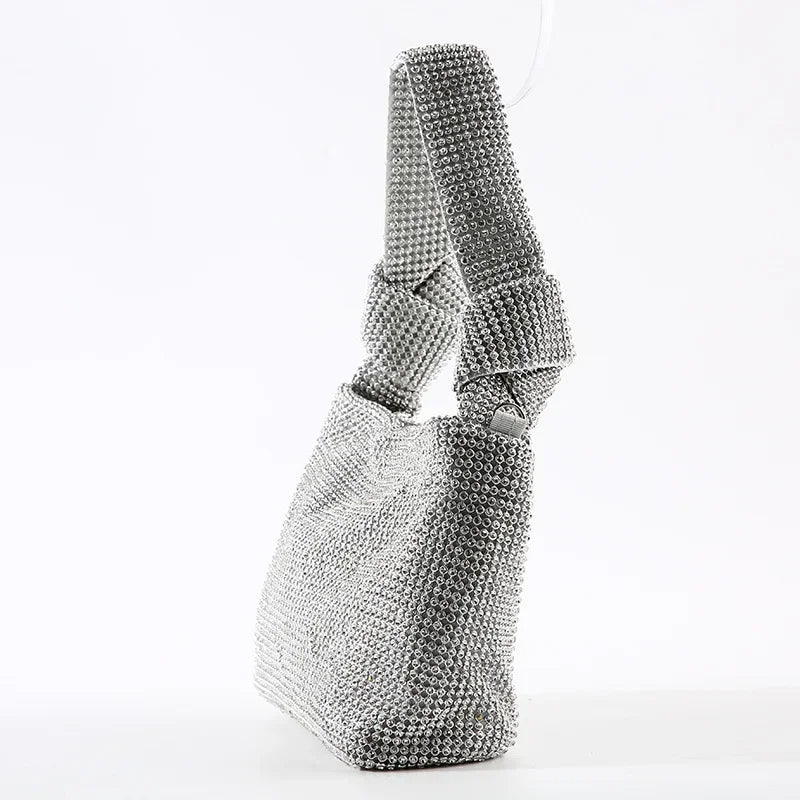 Bolsa de noite artesanal com broca completa, diamante de água, grande, king size, forro de poliéster macio, compartimento interno