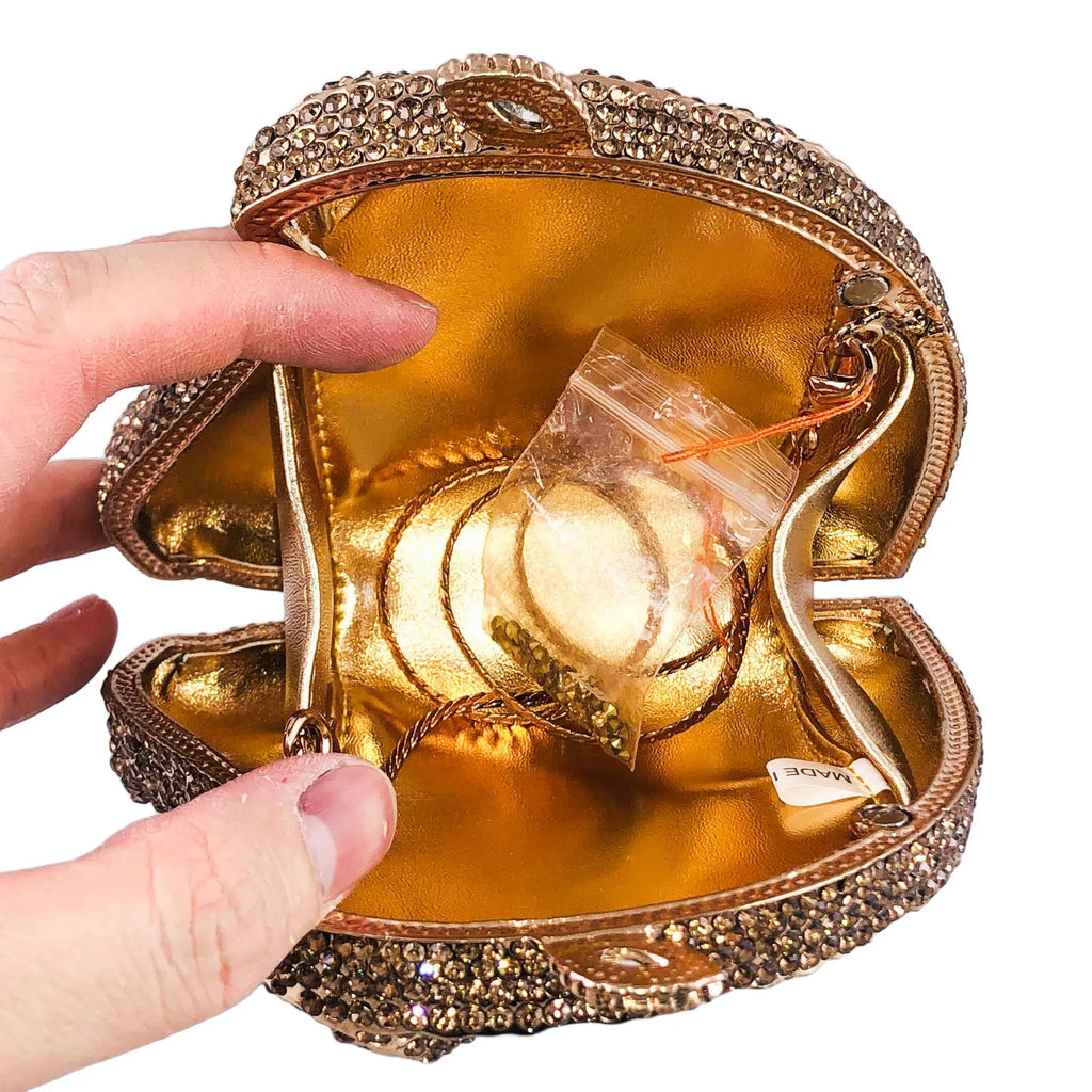 Boutique de fgg cabeça de cavalo dourado feminino cristal noite bolsa e bolsa festa casamento minaudiere animal strass saco embreagem