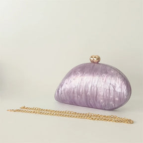 Oval roxo Shell bolsas acrílicas para mulheres, bolsas, ombro, bolsa crossbody com corrente, bolsa de embreagem, bolsas para festa de casamento