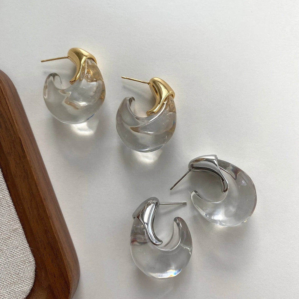Brincos Transparentes em Forma de U Retro de Alta Qualidade com Agulha de Prata 925 Design F Sensacional Joias para Ou...