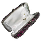 Boutique de fgg roxo cristal noite sacos embreagem feminino formal festa folha strass bolsas nupcial casamento minaudiere bolsa