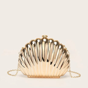 Estilo coreano forma de concha metal superfície brilhante senhoras corrente bolsa ombro design simples verão nova moda crossbody saco