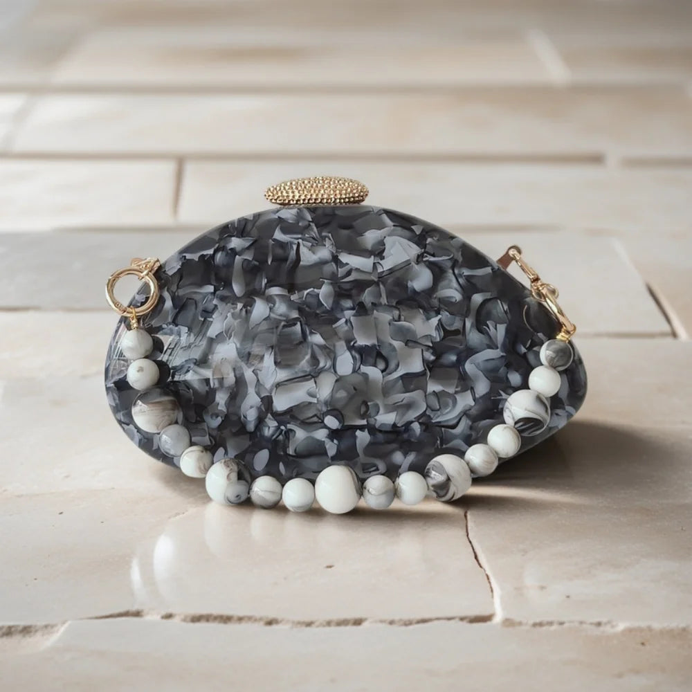 Bolsa de mão oval crossbody concha elegante carteiras de mão femininas sacos de noite ombro nova forma especial bolsas de casamento acrílico