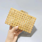 Bolsa de embreagem acrílica sólida Rattan branco para mulheres, bolsa de noite luxuosa, casual box, moda moda bolsas bolsa de festa, nova