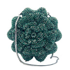 Novo design de luxo em forma de flor superfície diamante incrustado material de metal bolsa de noite feminina embreagem