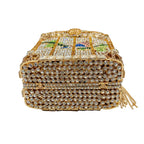 Nova chegou gaiola dourada strass embreagem luxo diamante saco festa pedra bolsa de cristal saco noite bolsa feminina