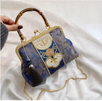 Bordado Jacquard Wood Hand Bag para Mulheres, Lock Shell Bags, Shoulder Crossbody Bag, Tote Cadeia, Bolsas Femininas, Bolsas, Designer