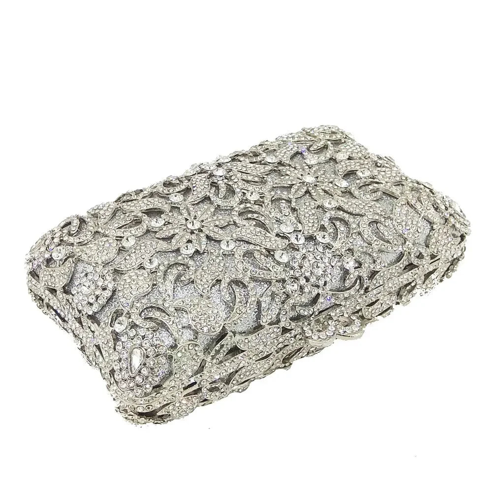 Boutique De FGG Bolsas e embreagens de noite com flores artesanais, bolsas e bolsas de mão com strass dourados, bolsa de embreagem de noiva para casamento