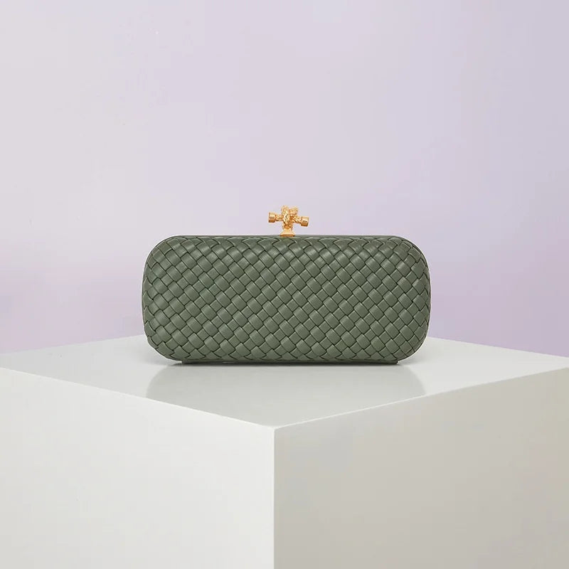 Bolsa Transversal B Home de PU Trançado, Bolsa de Ombro ande com Corrente, Estilo Europeu Moderno, Superfície ia, Cor Pura