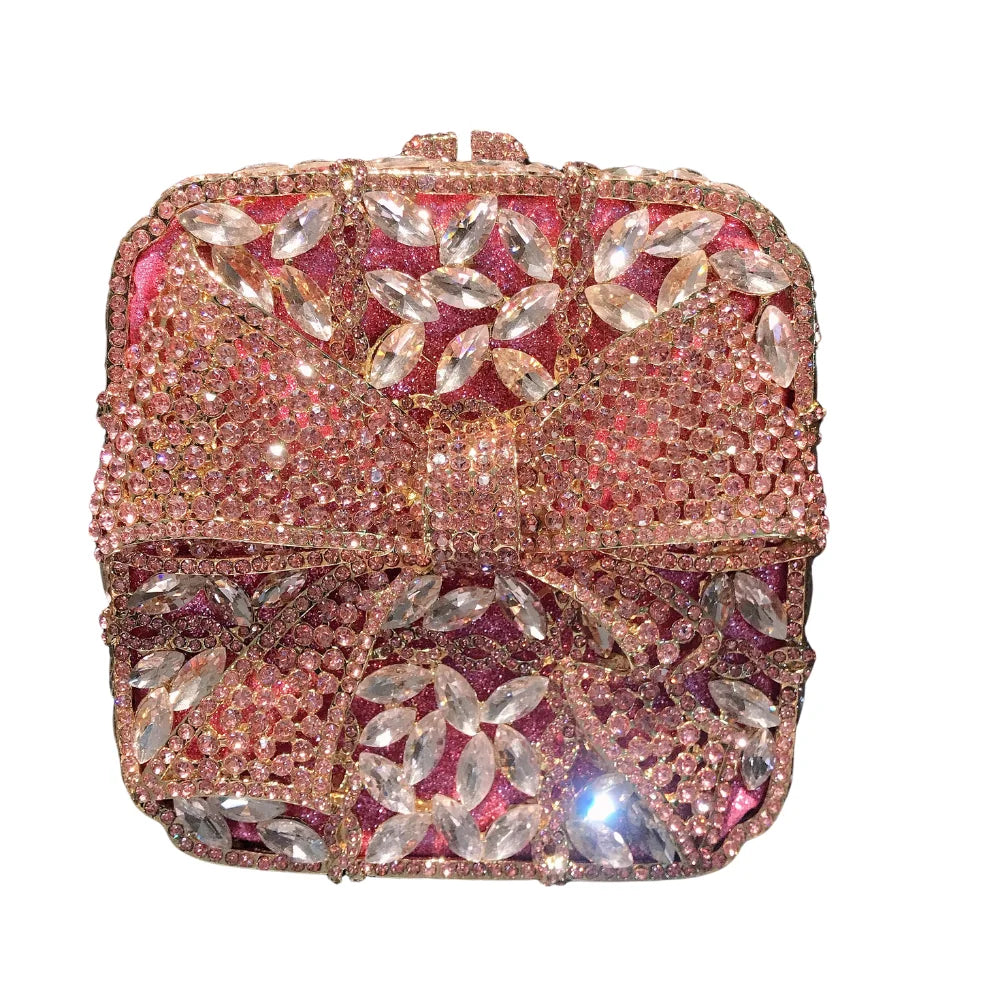 Fábrica atacado forro completo strass cristal artesanal festa de noiva senhoras saco embreagem caixa quadrada em forma de borboleta saco jantar