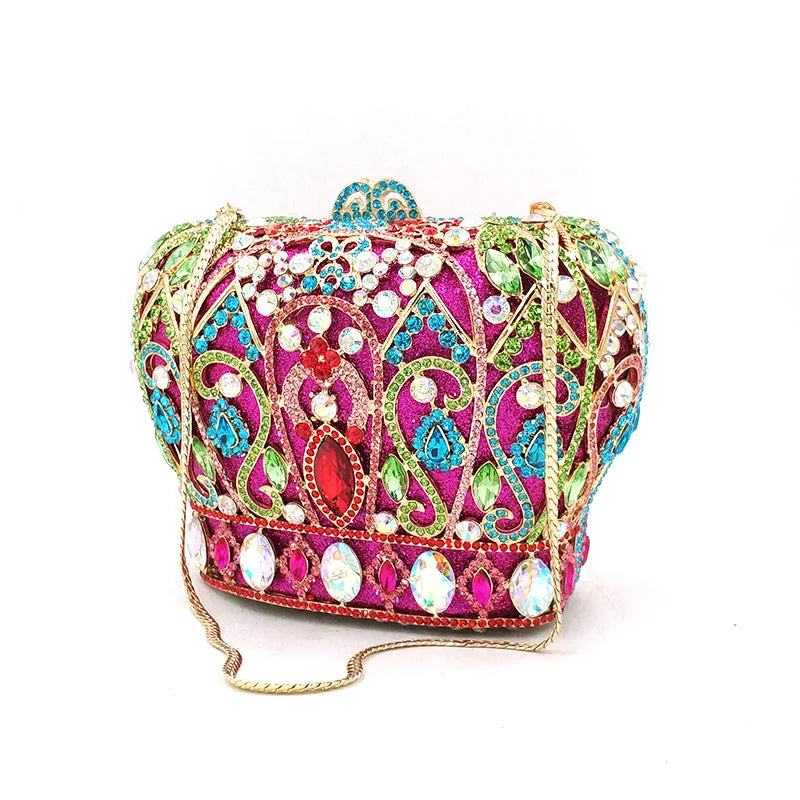 Mulheres festa à noite bolsa diamantes luxo cristal garras elegantes senhoras bolsas festa de casamento nupcial coroa real bolsas saco
