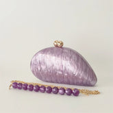 Oval roxo Shell bolsas acrílicas para mulheres, bolsas, ombro, bolsa crossbody com corrente, bolsa de embreagem, bolsas para festa de casamento