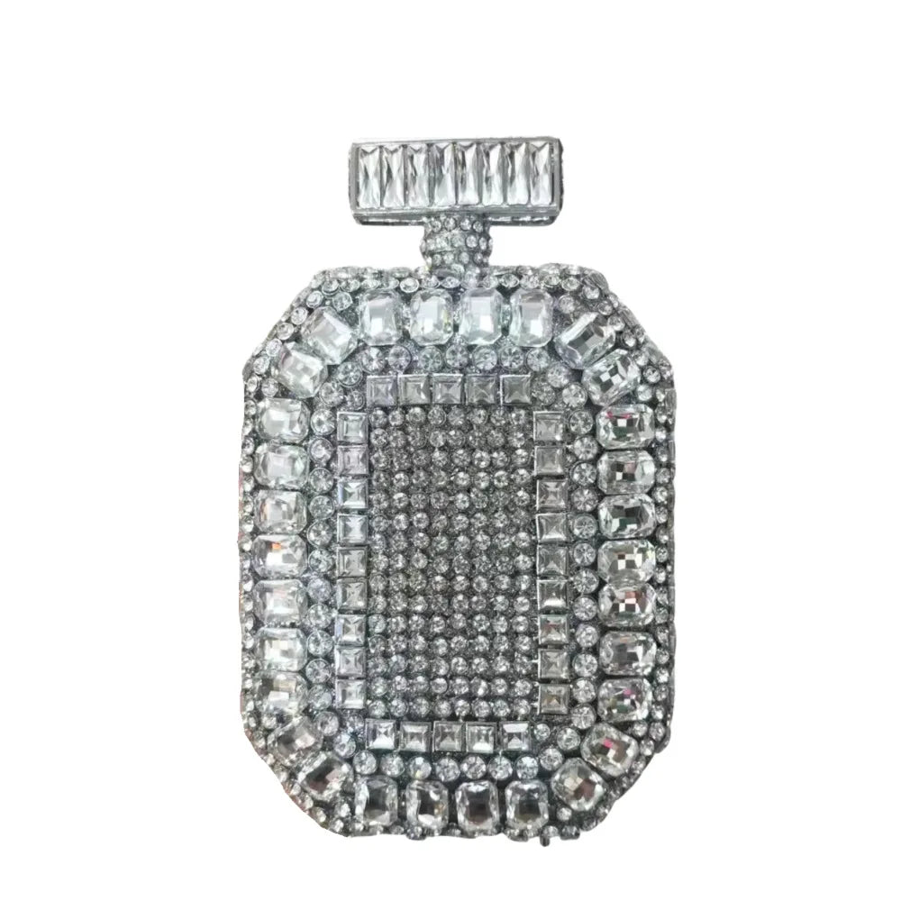Azul/ouro garrafa de vidro cristal saco noite caixa perfume diamante feminino bolsas casamento nupcial strass embreagem senhora festa bolsa