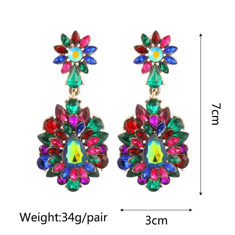 Lágrima vintage lustre decoração de vidro cristal glamouroso balançar brincos para mulheres tendência luxo qualidade pingente jóias