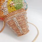 Nova chegada sorvete embreagens mulher colorido cristal bolsa aniversário baile de formatura diamante bolsa casamento festa de noiva presente saco noite