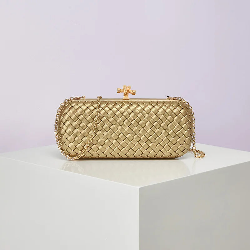 Bolsa Transversal B Home de PU Trançado, Bolsa de Ombro ande com Corrente, Estilo Europeu Moderno, Superfície ia, Cor Pura