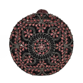 Boutique de fgg (em estoque) redondo circular oco para fora das mulheres cristal embreagem noite minaudiere saco casamento bolsa nupcial