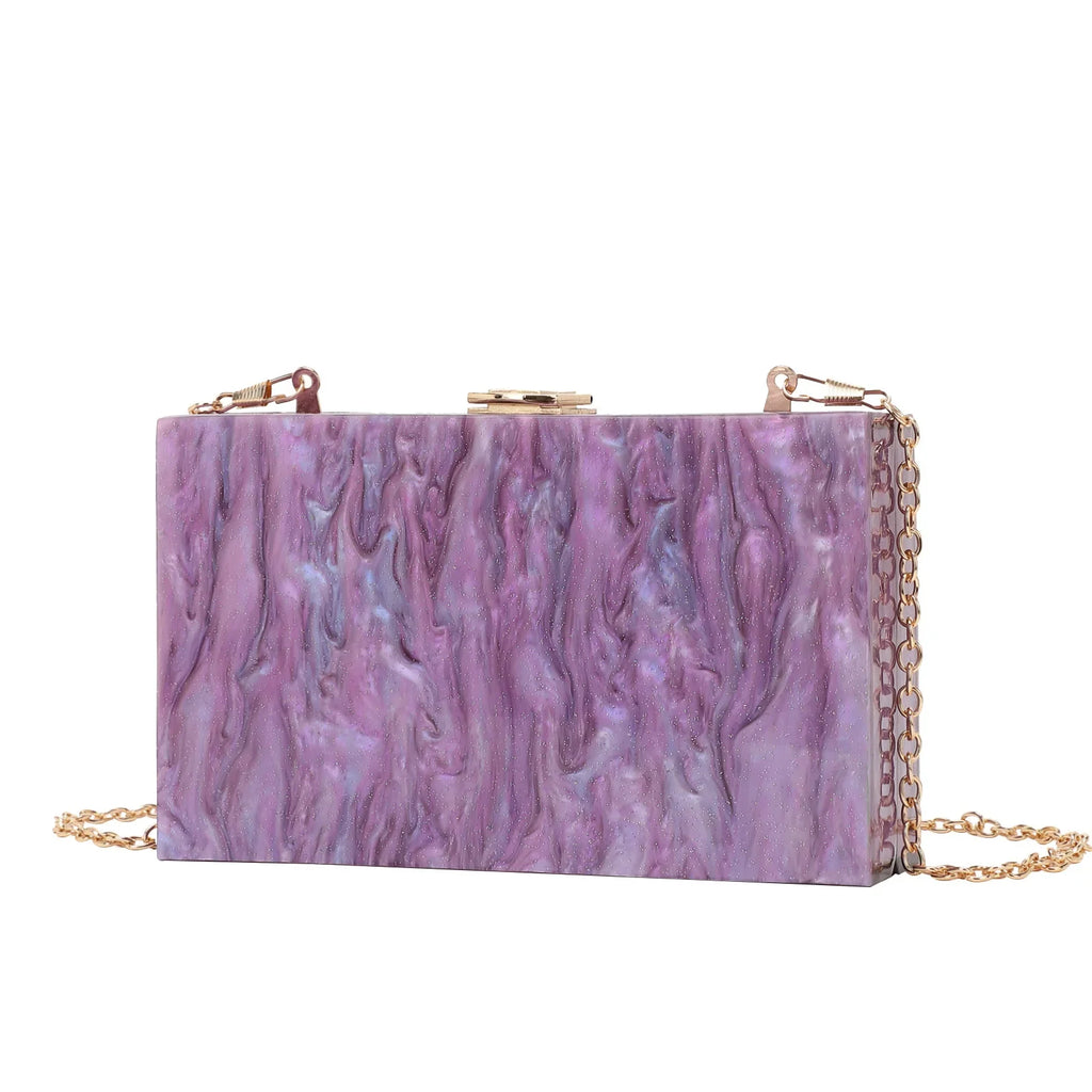 Moda na moda padrão de mármore acrílico saco de noite feminino crossbody bolsa de ombro único material duro da china continental