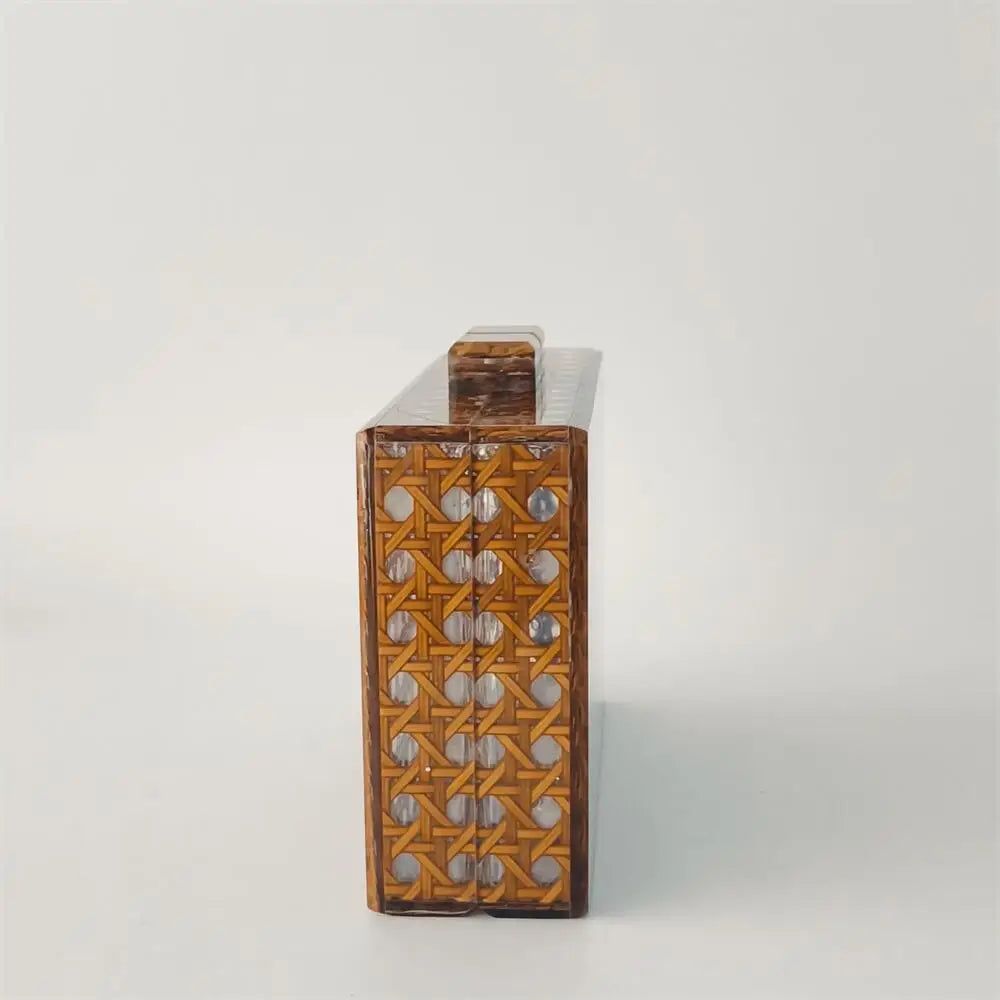 Acrílico ovo cana rattan saco de embreagem luxo festa casamento bolsa verão praia marrom escuro aleta bolsa feminina senhora designer bolsa