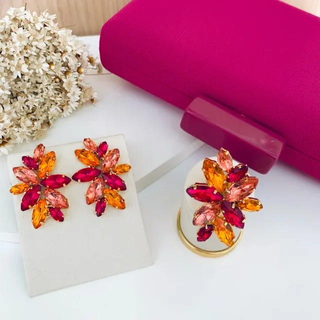 BRINCO E ANEL REGULÁVEL TURIM TONS ROSA COM CORAL