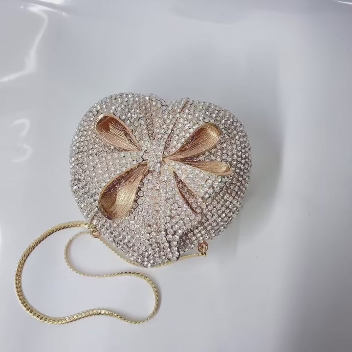 Clutch Cristal Laço Coração