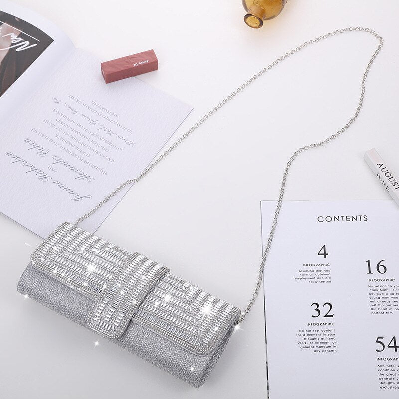 Bolsa Clutch Lia Elegante com Detalhes em Strass Luxo - FANICH